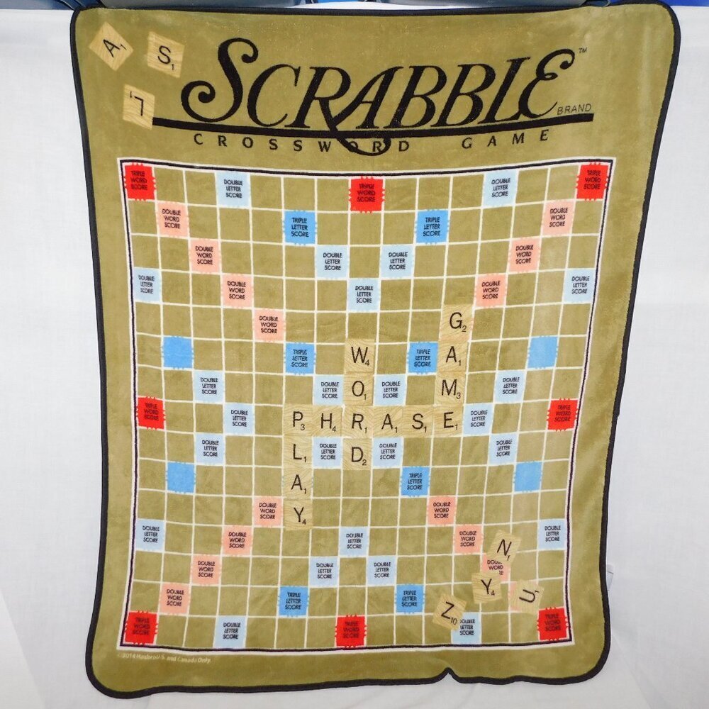 Scrabble Board Game Fleece Blanket Hasbro Collector 40" x 50" Retired 2014